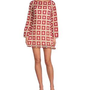 Chelsea & Violet Red and Cream Crochet Mini Dress